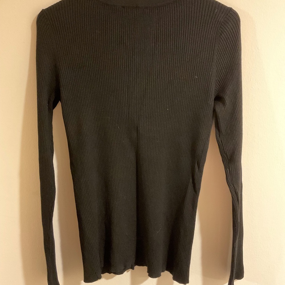 INC Black Ribbed Ribbon Sweater - Picture 2 of 5